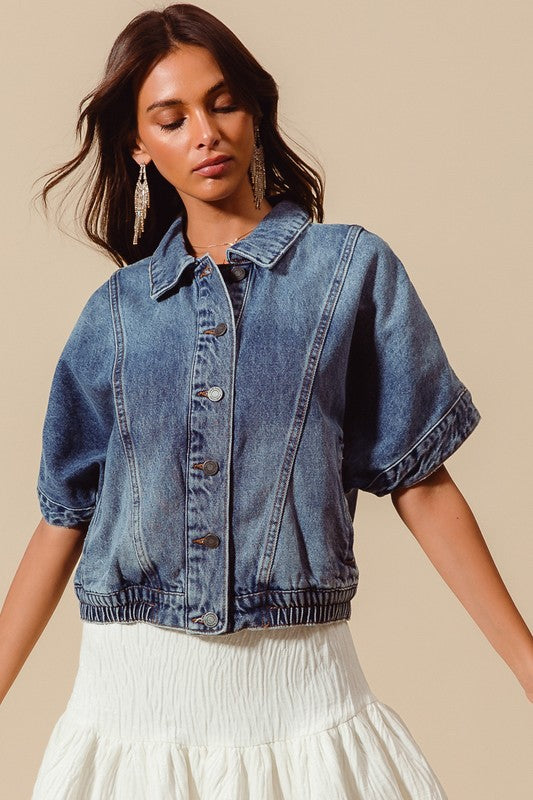 Button Front Denim Top
