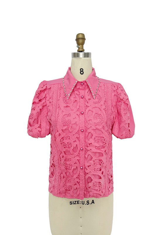 Pink Eyelet Top