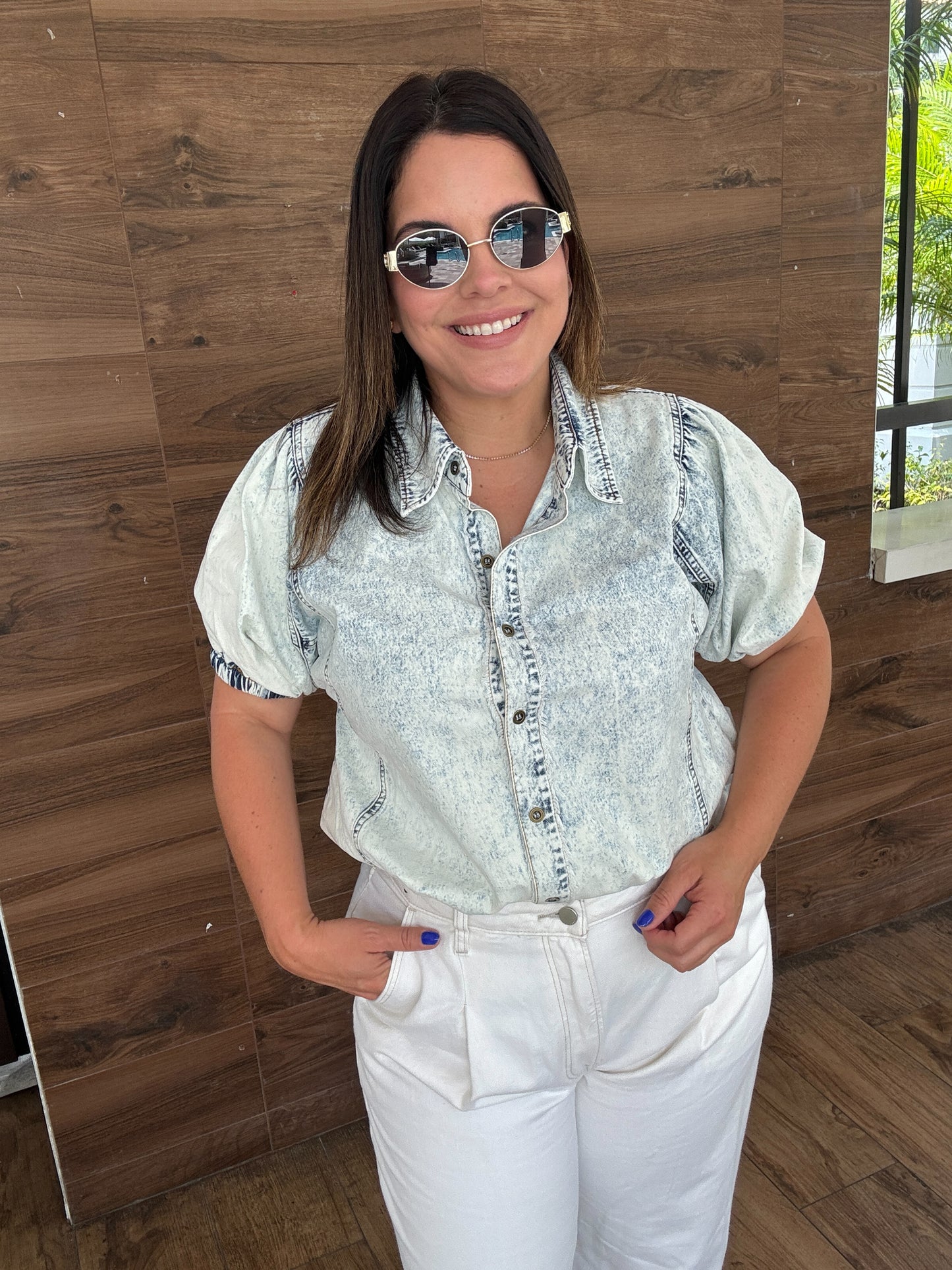 Button Down Denim Top