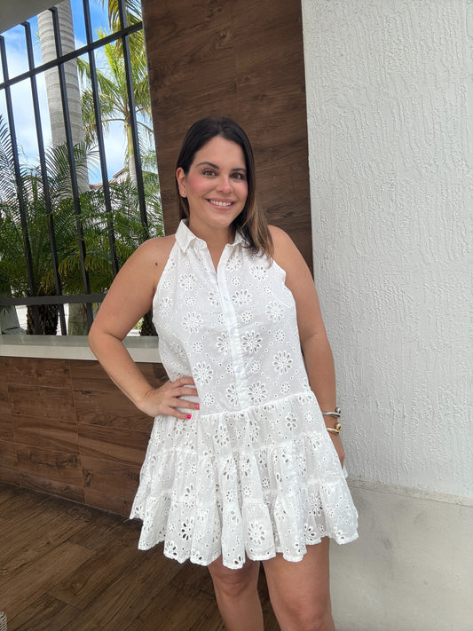 White Cotton Eyelet Dress