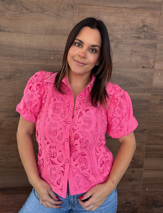 Pink Eyelet Top