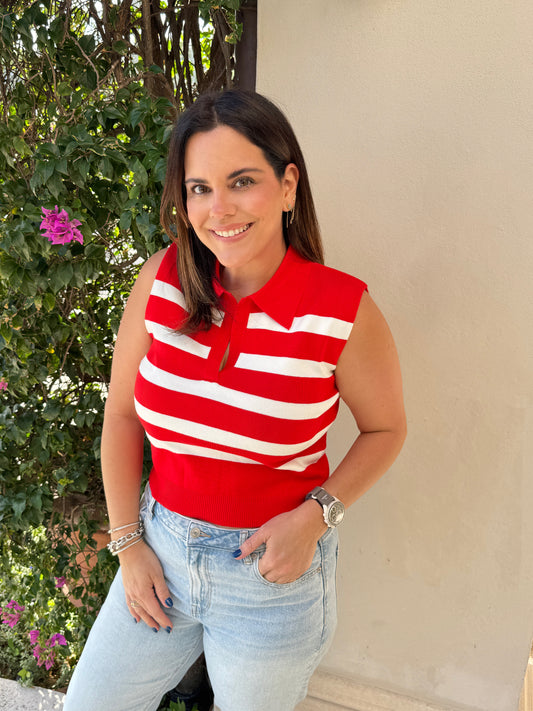 Red Stripe Top