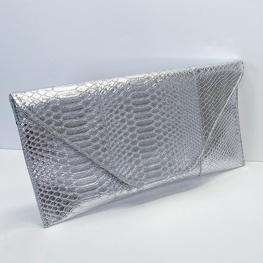 Silver Snakeskin Clutch - Shop Lelolai