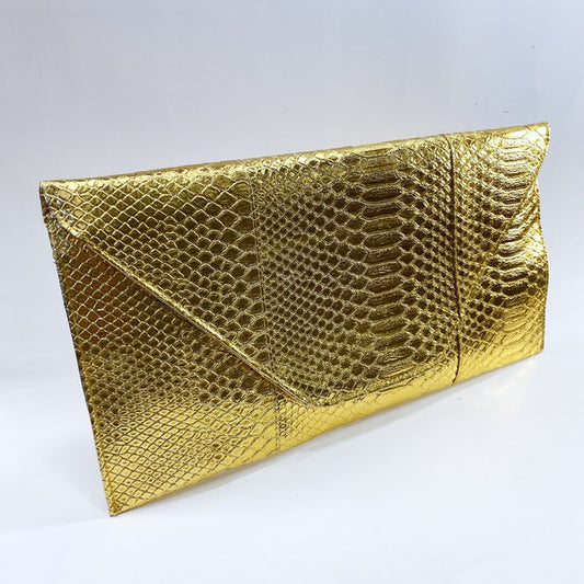 Gold Snakeskin Clutch - Shop Lelolai