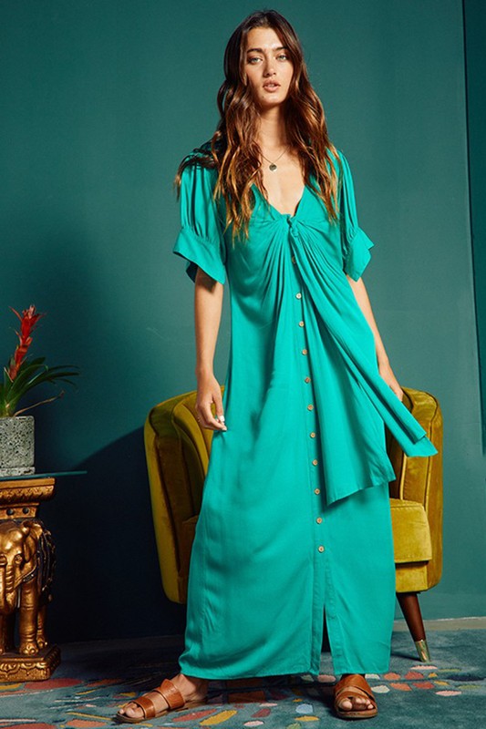 Button Down Long Dress - Shop Lelolai