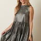 Metallic Ruffle Mock Neck Mini Dress - Shop Lelolai