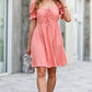Salmon Puff Shoulder With Ruffle Front Tie Dress - Shop Lelolai