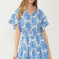 Blue Tiered Short Dress - Shop Lelolai