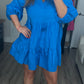 Puff Sleeve Blue Dress - Shop Lelolai