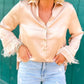 Silk Feather Button Up Top - Shop Lelolai