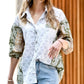 Contrast Floral Button Down Shirt - Shop Lelolai