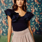 Ruffle Sleeve Cotton Ribbed Top - Shop Lelolai