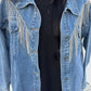 Rhinestone Fringe Denim Jacket - Shop Lelolai